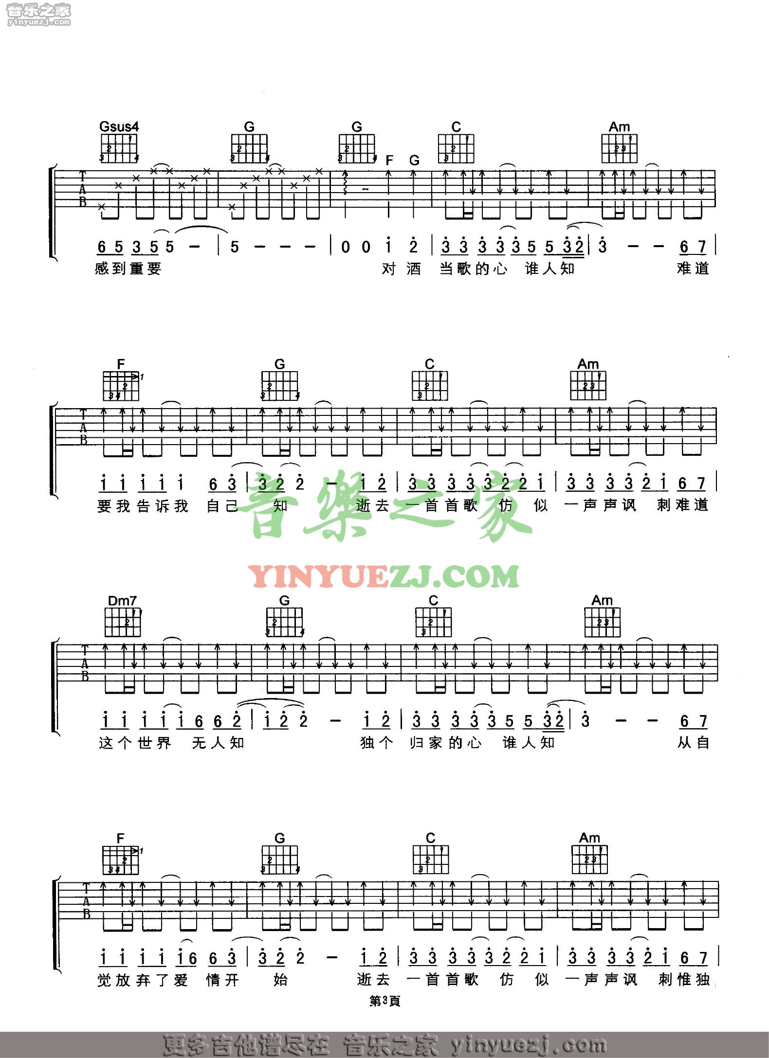 3刘德华《谁人知》吉他谱