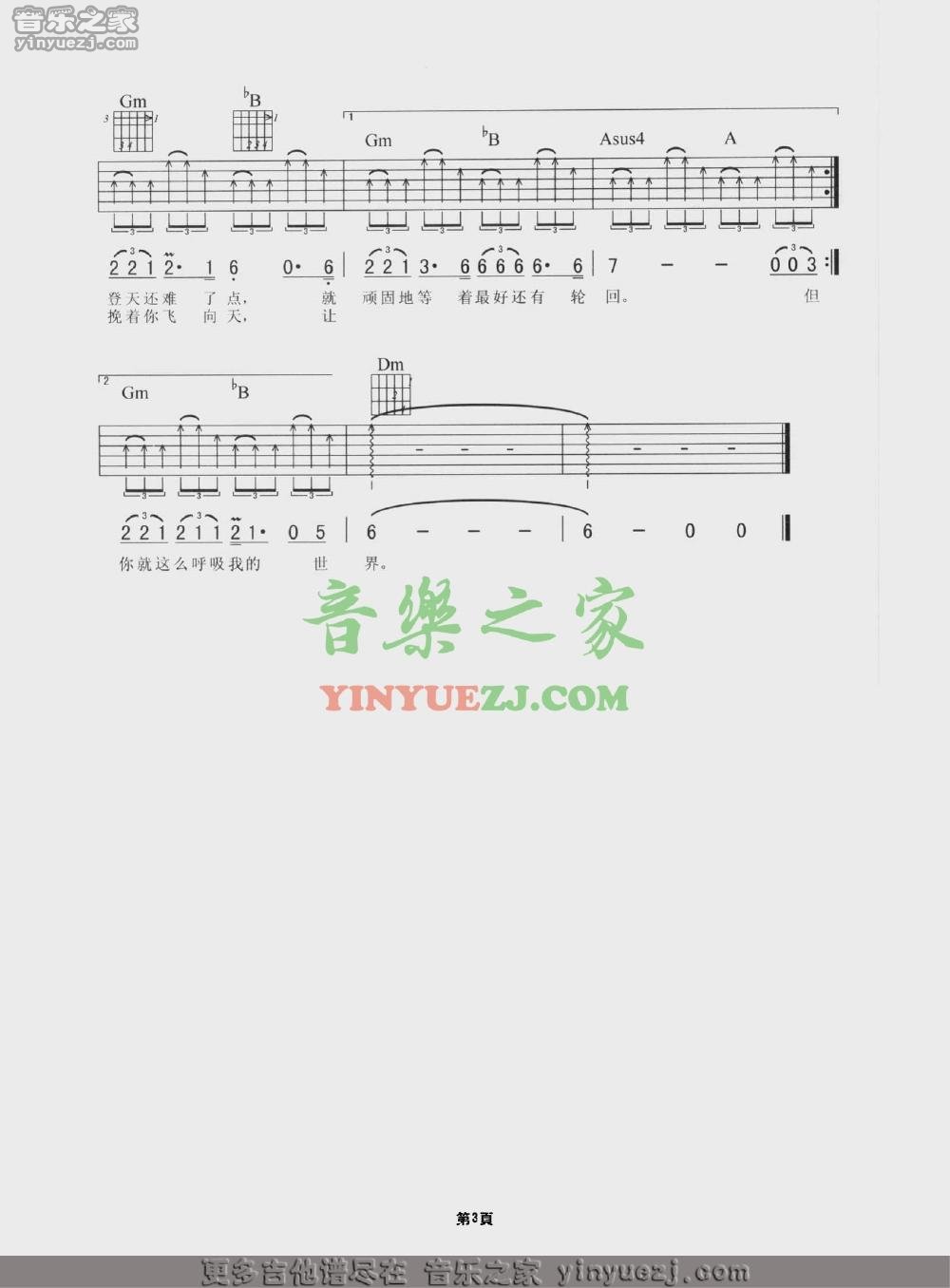 3谢霆锋《你不会了解》吉他谱