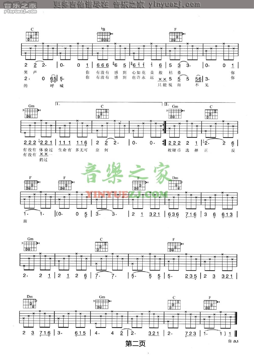 2汪峰《硬币》吉他谱