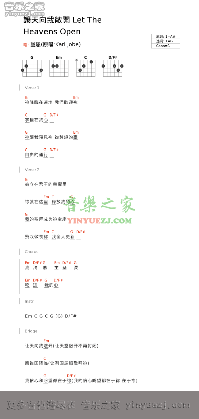 《let the heavens open》吉他谱