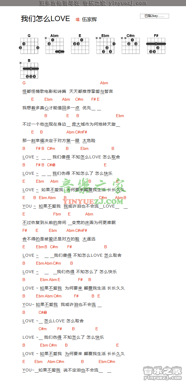 伍家辉《我们怎么love》吉他谱txt